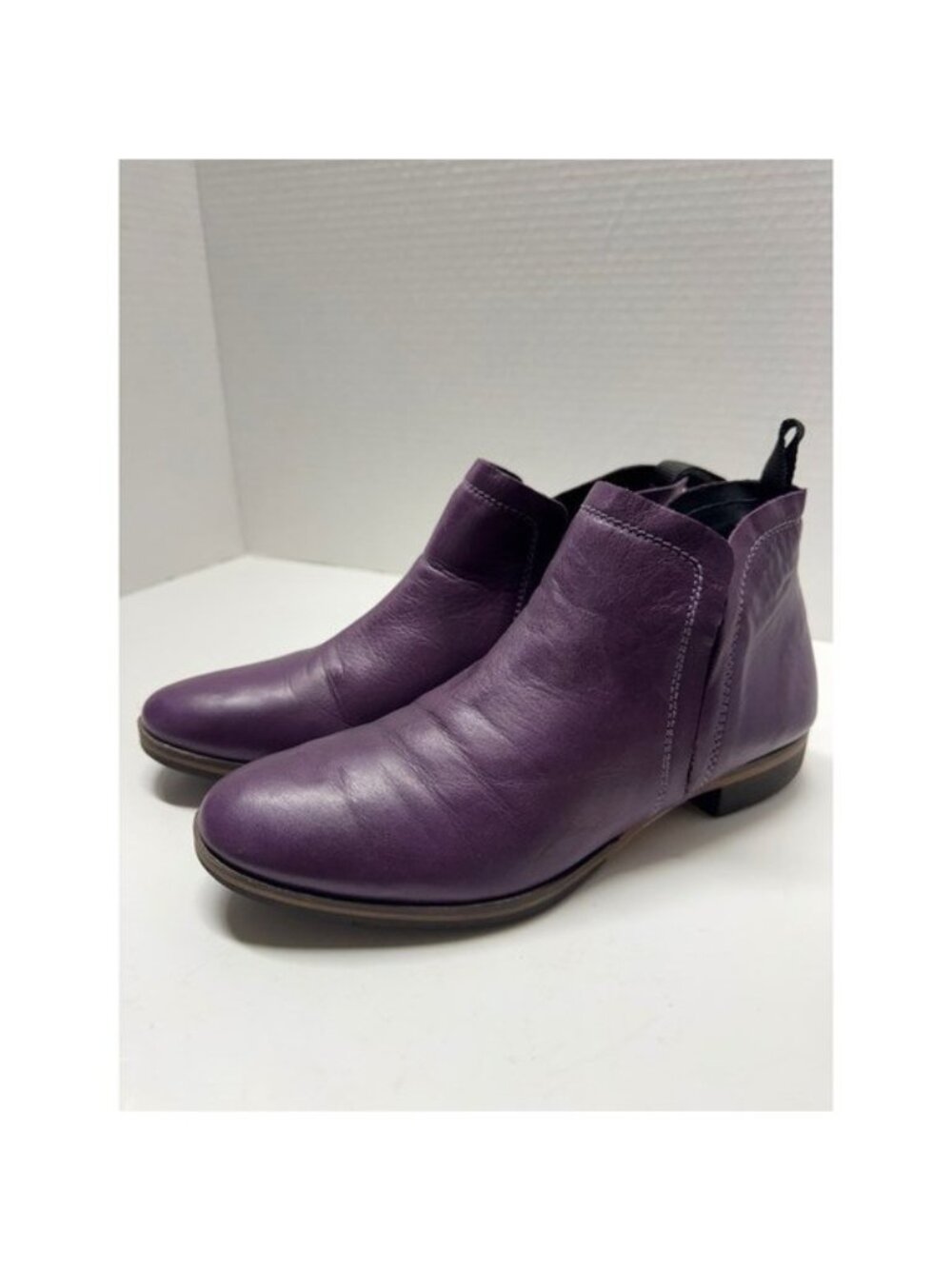 EOS Melbourne Gaid Purple Leather Ankle Boots Womens Size 37 6.5 Portugal